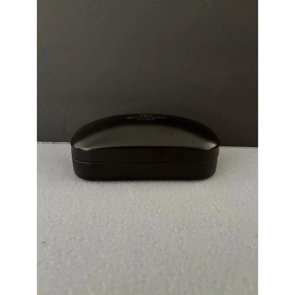 Coach Women Eyeglass Case Hard Clamshell Black Embossed Logo Designer Eyewear